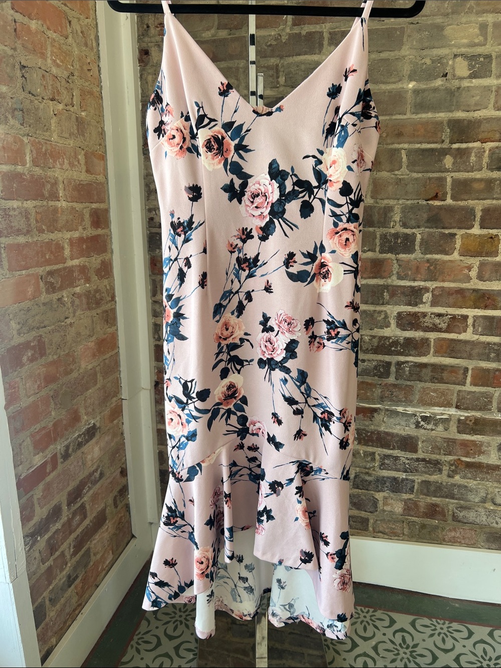 Flounce Hem Dress Blush